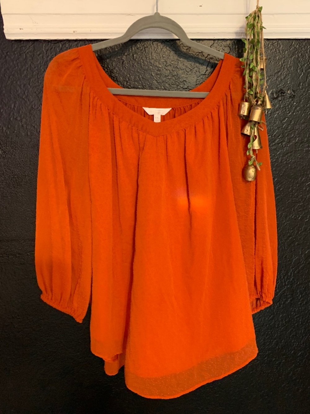 Fall Rust colored orange/coral peasant style blouse sz XXL